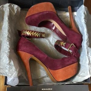 Burgundy/ Orange Pumps w strap size 7 women Used